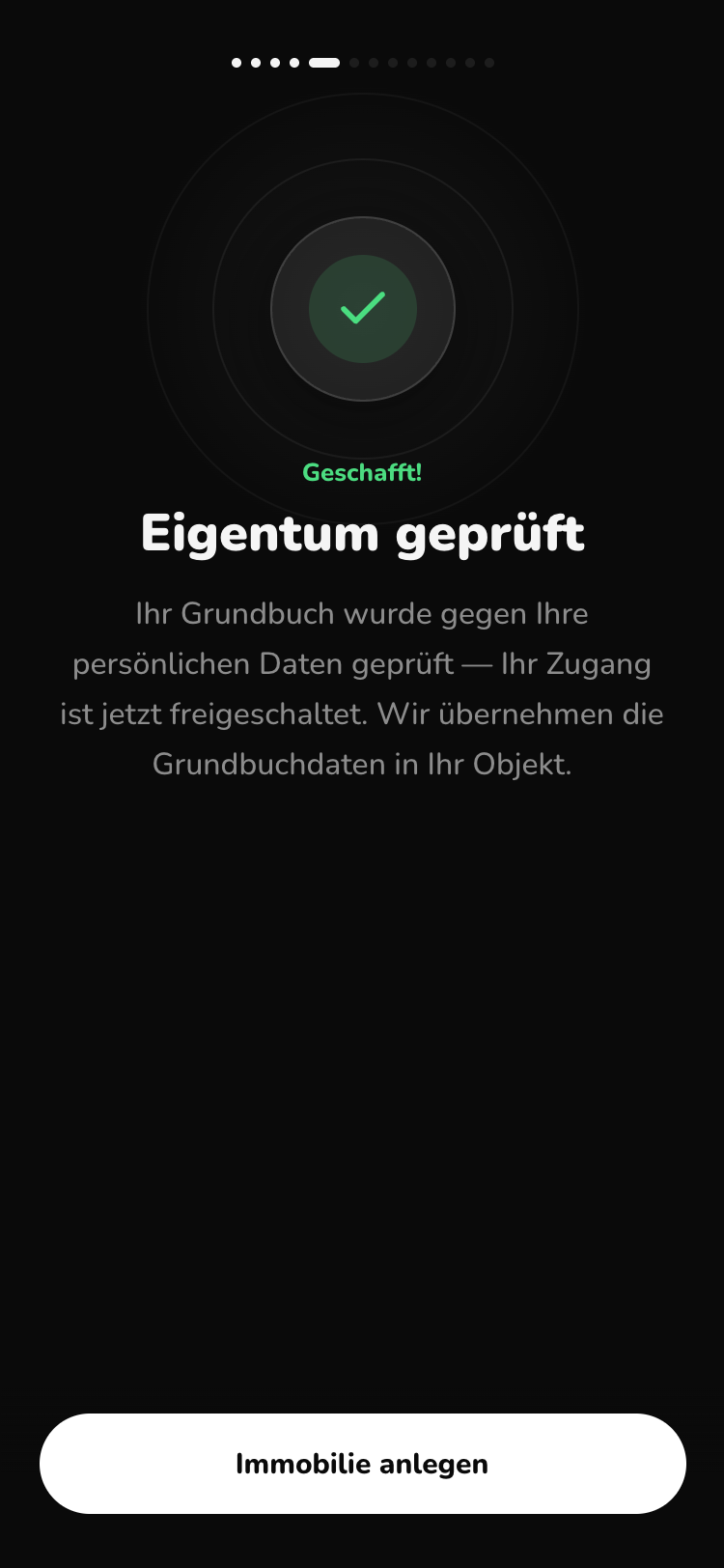 Onboarding: Eigentum erfolgreich geprüft
